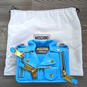 Auth Moschino Biker crossbody flap Bag